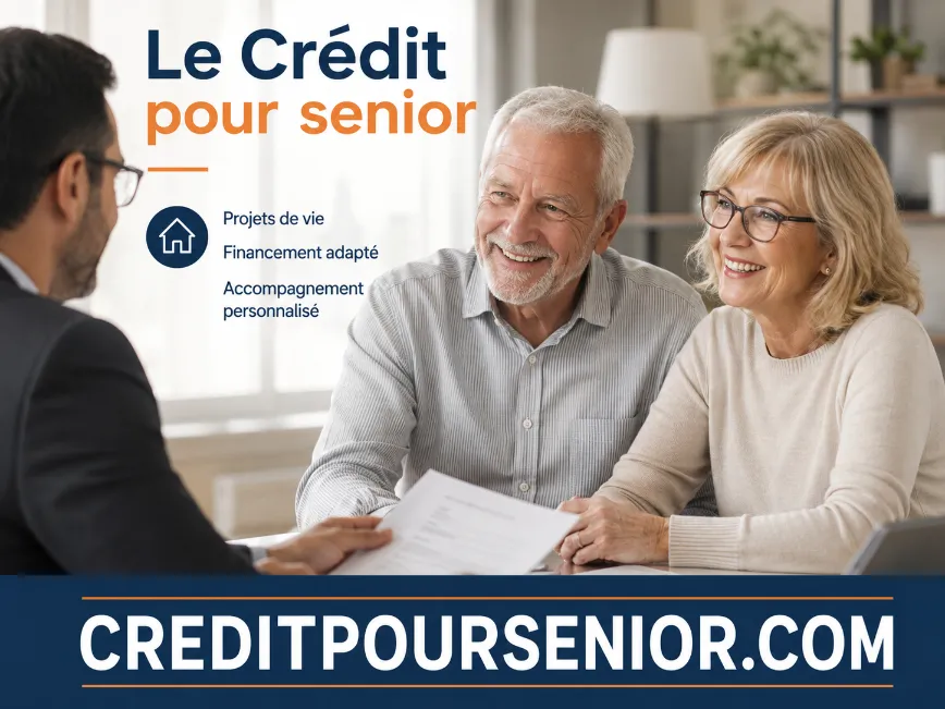 Couple de retraités souriants étudiant une offre de crédit à la maison
